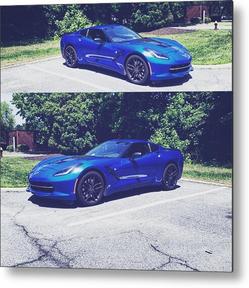 Blue Metal Print featuring the photograph #corvette #vette #wantone #stingray by Mr Brandon Leo