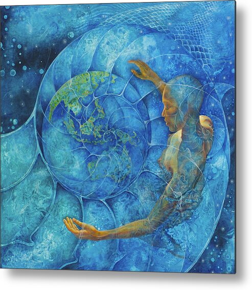 Cosmic Metal Print featuring the painting Cosmic Embrace by Melina Del Mar