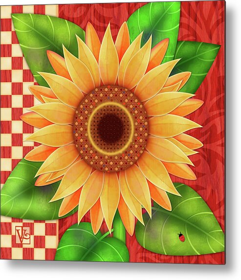 Sunflower Metal Print featuring the digital art Country Sunflower by Valerie Drake Lesiak