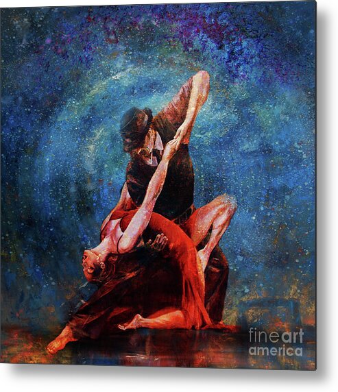 Tango Metal Print featuring the painting Couple Tango Dance 8885 by Gull G