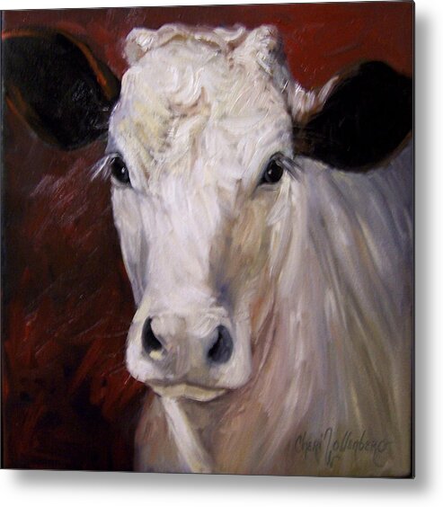 Art Metal Print featuring the painting Cow Painting of Charlene by Cheri Wollenberg