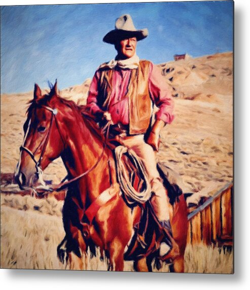 John Wayne Metal Print featuring the painting Cowboy John Wayne by Vincent Monozlay