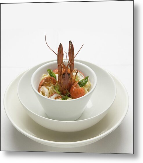 Food Metal Print featuring the photograph Crayfish with noodles by Frank Lee