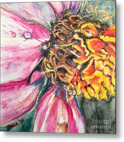 Macro Metal Print featuring the drawing Crazy Top by Vonda Lawson-Rosa
