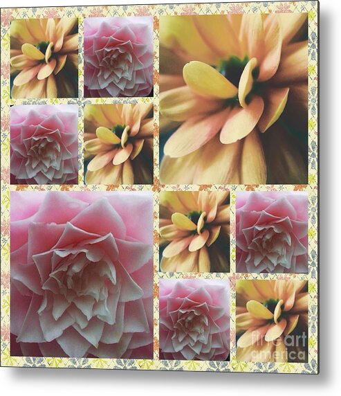 Cream Colours Metal Print featuring the photograph Cream and Pink Tile Pattern 9 by Joan-Violet Stretch