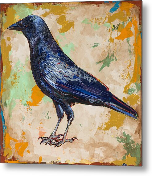 Crow Metal Print featuring the painting Crow #1 by David Palmer