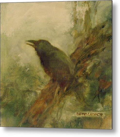 Crow Metal Print featuring the painting Crow 14 by David Ladmore
