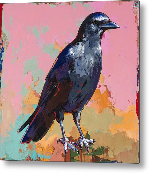 Crow Metal Print featuring the painting Crow #3 by David Palmer