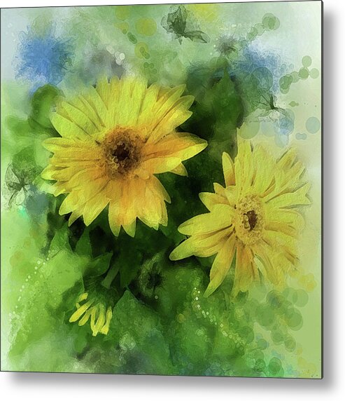 Daisies Metal Print featuring the digital art Crown Jewels by Gina Harrison