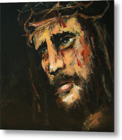 Jesus Metal Print featuring the painting Crucified Jesus by Carole Foret