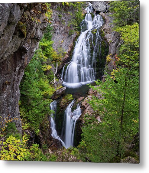 Square Metal Print featuring the photograph Crystal Cascade Autumn Square by Bill Wakeley
