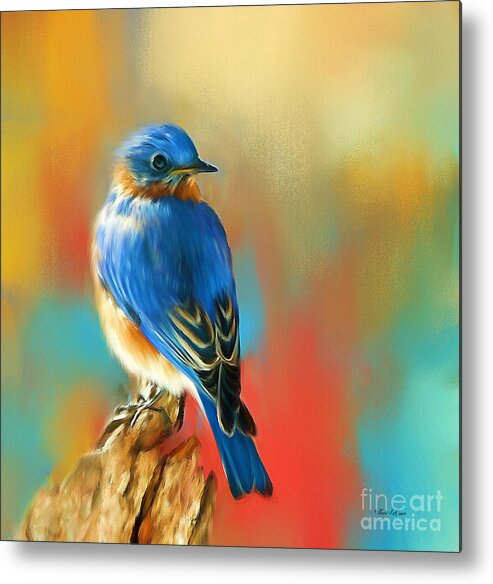Bluebird Metal Print featuring the painting Curious Bluebird by Tina LeCour