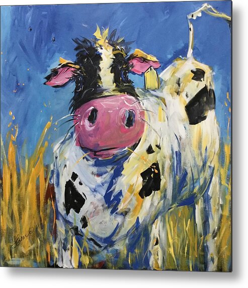 Holstein Metal Print featuring the painting Curiousity by Terri Einer