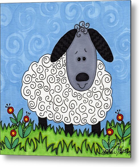 Kids Metal Print featuring the painting Curly by Vicki Baun Barry