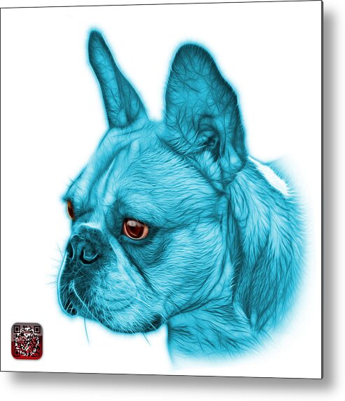 French Bulldog Metal Print featuring the painting Cyan French Bulldog Pop Art - 0755 WB by James Ahn