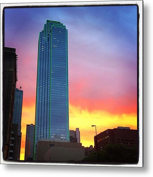 Sunrise Metal Print featuring the photograph #dallas #sunrise Painting by Alexis Fleisig