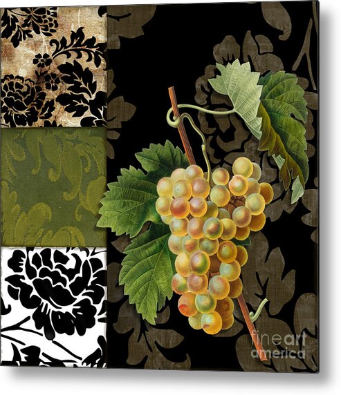 Damask Lerain Metal Print featuring the painting Damask Lerain Wine Grapes by Mindy Sommers