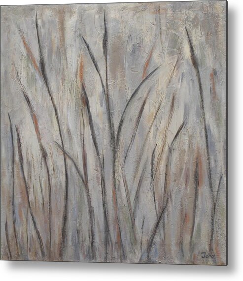 Landscape Metal Print featuring the painting Dancing Cattails 2 by Trish Toro