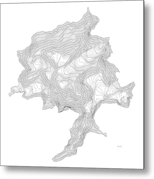 Topo Metal Print featuring the digital art Denali Art Print Contour Map of Denali in Alaska by Jurq Studio