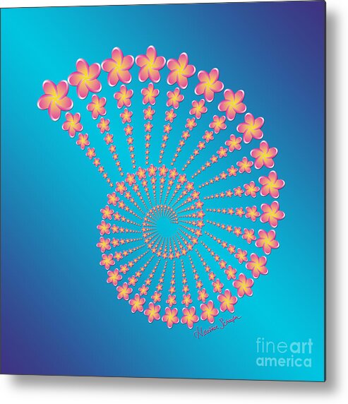 Artsytoo Metal Print featuring the digital art Denise's Frangipani Spiral Shell by Heather Schaefer