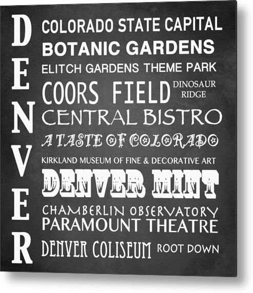 Denver Metal Print featuring the digital art Denver Famous Landmarks by Patricia Lintner