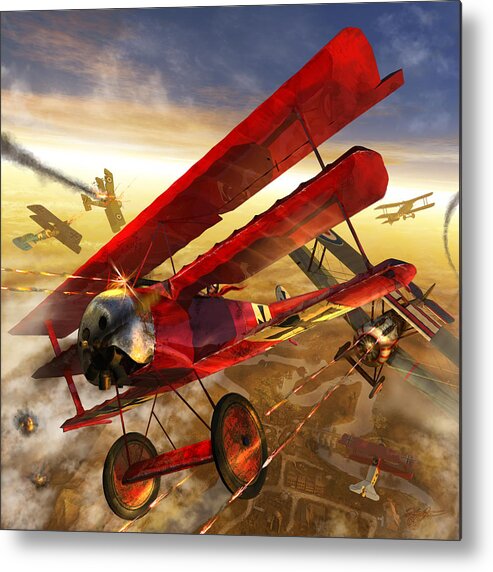 Bi Plane Metal Print featuring the digital art Der Rote Baron by Kurt Miller