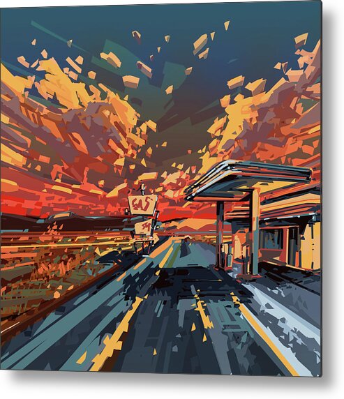 Road Metal Print featuring the digital art Desert Road Landscape 2 by Bekim M