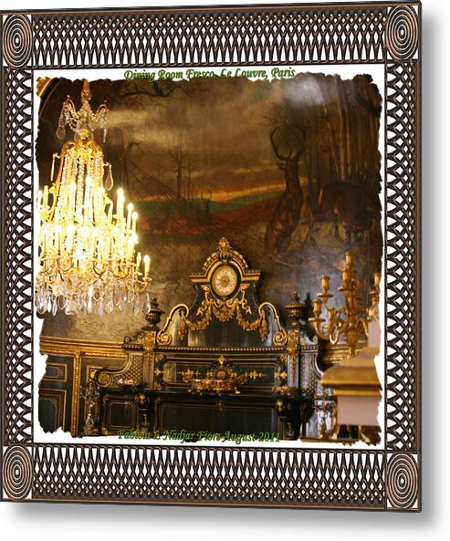 Gold Metal Print featuring the photograph Dining Room Fresco by Fabiola L Nadjar Fiore