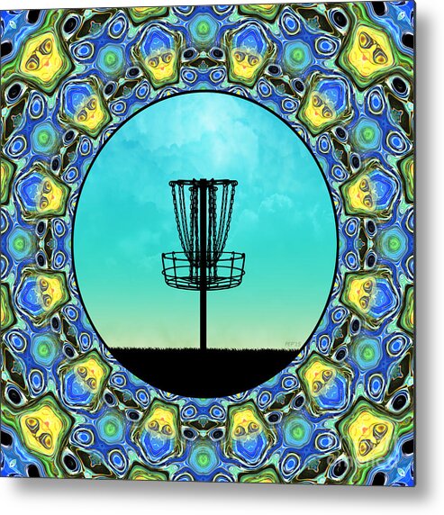 Disc Golf Metal Print featuring the digital art Disc Golf Abstract Basket 5 by Phil Perkins