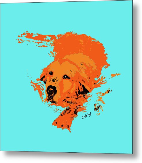 Golden Retriever Metal Print featuring the digital art Doggy Paddle by Dale Hall