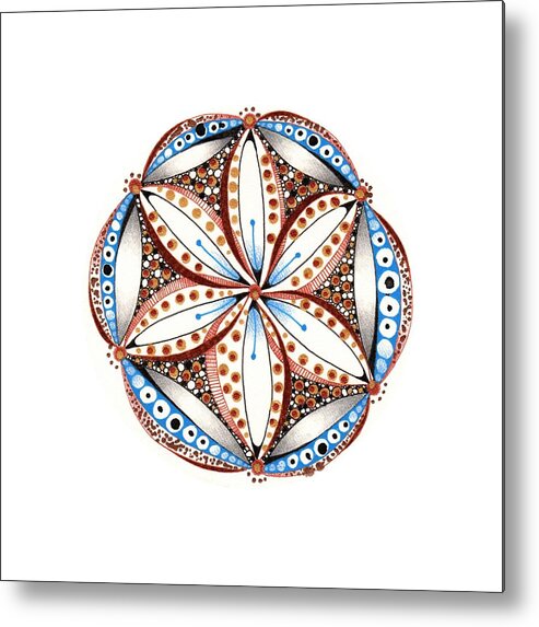 Zentangle Metal Print featuring the drawing Dotted Zendala by Jan Steinle