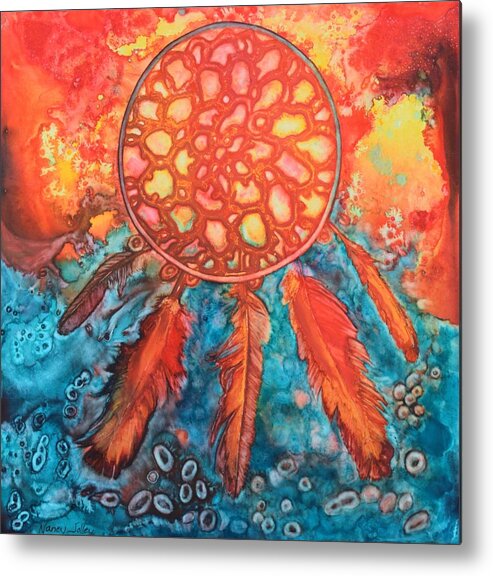 Dream Catcher Metal Print featuring the painting Dream Catcher by Nancy Jolley