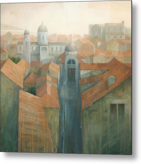 Dubrovnik Metal Print featuring the painting Dubrovnik Rooftops by Steve Mitchell