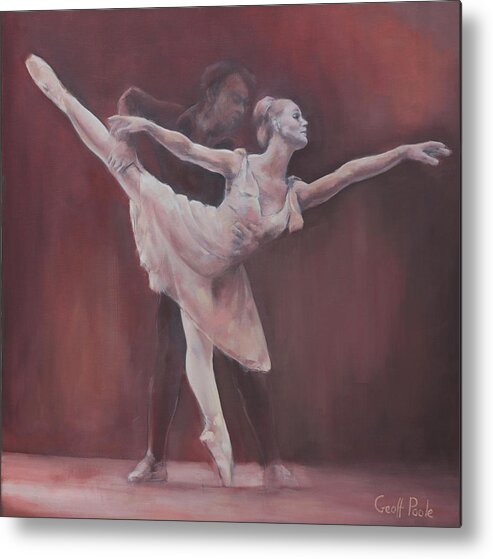 Dance Ballet Figurative Pointe Dancer Girl Dancer Dancers Metal Print featuring the painting Duet by Geoff Poole