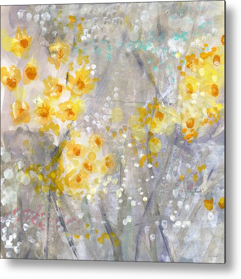 Flower Painting Metal Print featuring the painting Dusty Miller- Abstract Floral Painting by Linda Woods