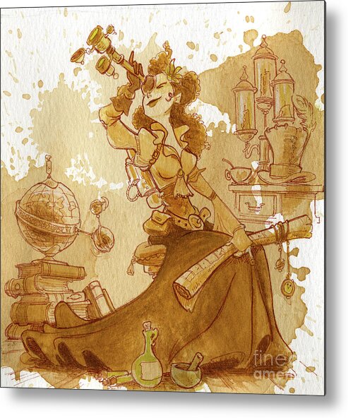 Steampunk Metal Print featuring the painting Earl Grey by Brian Kesinger