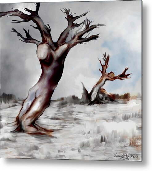 Trees Soul Nature Sky Storm Freedom Metal Print featuring the mixed media Earthbound by Veronica Jackson