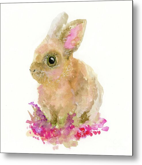 Easter Metal Print featuring the painting Easter Bunny by Lauren Heller