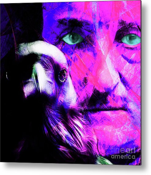 Wingsdomain Metal Print featuring the photograph Edgar Allan Poe The Eyes of The Ravens 20160430 v3 m88 square by Wingsdomain Art and Photography