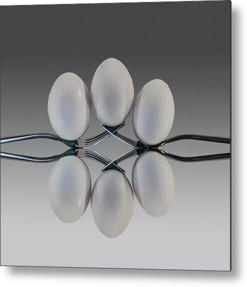 Eggs Metal Print featuring the photograph Egg Balance by Shirley Mangini