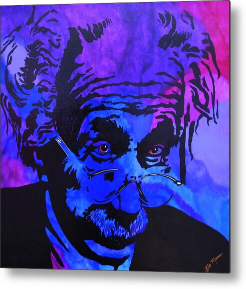 Einstein Paintings Metal Print featuring the painting Einstein-All Things Relative by Bill Manson