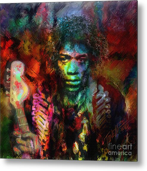 Hendrix Metal Print featuring the mixed media Jimmy Hendrix Electric Lady Land... by Mark Tonelli