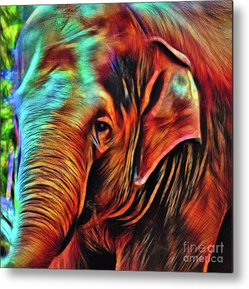 Elephant Abstract Psychedelic Metal Print featuring the photograph Elephant Abstract Psychedelic by Kaye Menner by Kaye Menner