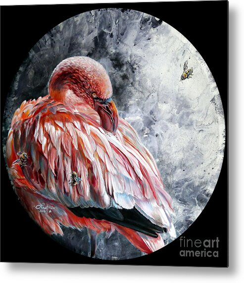 Flamingo Metal Print featuring the painting Elixir by Lachri