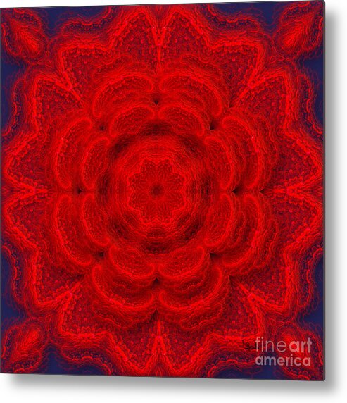#rgiada Metal Print featuring the digital art Embroidery art - Floral red by RGiada by Giada Rossi