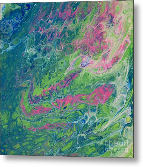 Blue Metal Print featuring the painting Emerging Pink by Shelly Tschupp