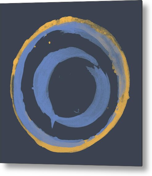 Blue Metal Print featuring the painting Enso T Blue Orange by Julie Niemela
