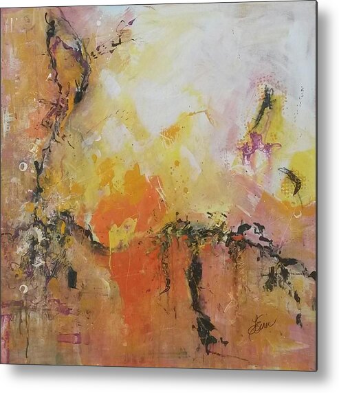 Abstract Metal Print featuring the painting Eruption by Terri Einer