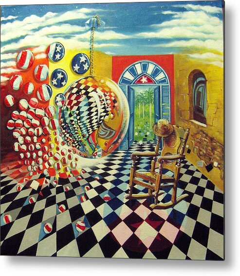 Spheres Metal Print featuring the painting Esperando ansiosamente la salida by Roger Calle