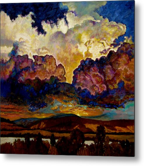 Sunset Metal Print featuring the painting Evening Clouds Over the Valley by John Lautermilch